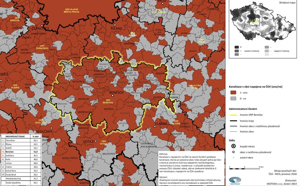 Kartogram 33 Obyvatelé žijící v trvale obydlených bytech napojených na