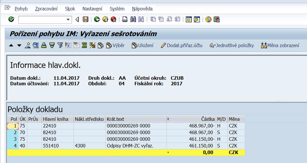 UTB ve Zlíně, Fakulta managementu a ekonomiky 110 Přes červenomodrý symbol Simulace v levé horní liště se zobrazí doklad o