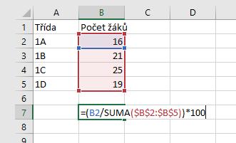 6. Na ukázce je část tabulky v programu MS Excel. 4 b. a) co se vypočítá vzorcem v buňce B7 b) k čemu slouží v MS Excel symbol $ 7. Co nepatří mezi periferie počítače (zakroužkujte): 3 b.