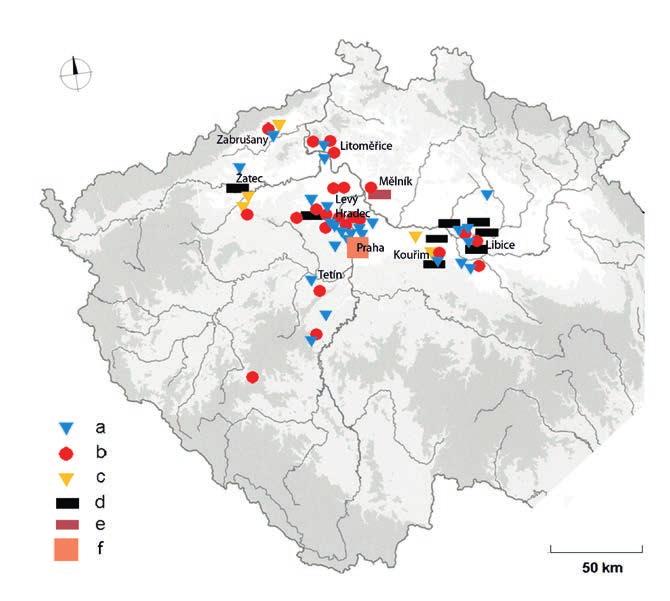 Severozápadní Čechy a další nálezy Z hlediska poznání severozápadních Čech jsou důležitými centry Rubín, Zabrušany a Litoměřice.