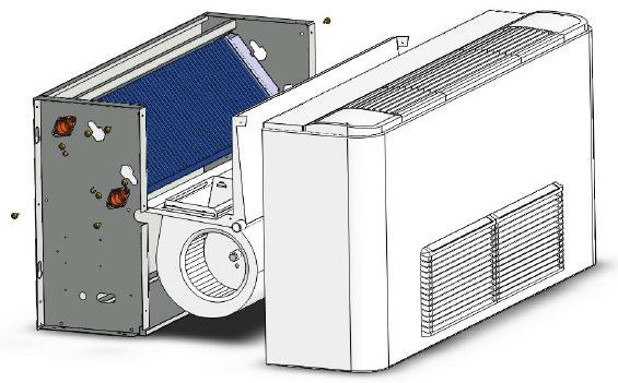 B.2.4. Údržba sestavy ventilátoru a motoru Krok 1: Vyjměte přední panel.