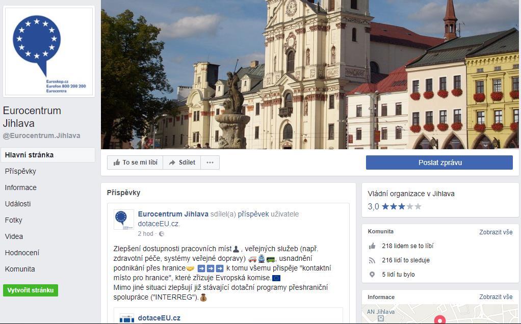 Webové stránky a fb EC Web EC Jihlava: https://jihlava.eurocentra.