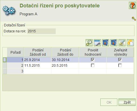 Přílohy k žádostem krajů Rámcové termíny pro žádosti v programu A a B Parametry dotačního řízení Parametry výpočtu podpory Mimořádné termíny Přílohy ke službám a k celkové žádosti Termíny pro vybrané