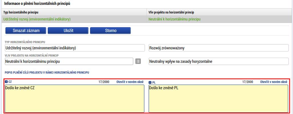 Přeshraniční spolupráce Na této záložce se vyskytují čtyři záložky, které obsahují jednotlivá kritéria kooperace.