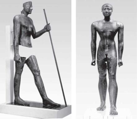 MĚDĚNÉ SOCHY PEPIHO I Metody zhotovování kovových soch v Egyptě: odlévání do ztracené formy, vytepávání kovových plátů a uchycení na kostru Původ: Hierakonpolis,