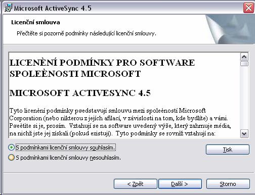 Budete dotázáni na odsouhlasení Licenčních podmínek.