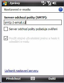 Dále zadejte přihlašovací jméno a heslo k Vaší E-mailové službě.