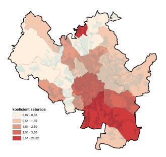 Příloha 3 Koeficient saturace v jednotlivých městských částech v roce 2013 Zdroj: Mulíček a Osman, 2013 Příloha 4 Přehled vybraného vzorku potravin v prodejně Tesco Stores, ČR Druh zboží Vybraný