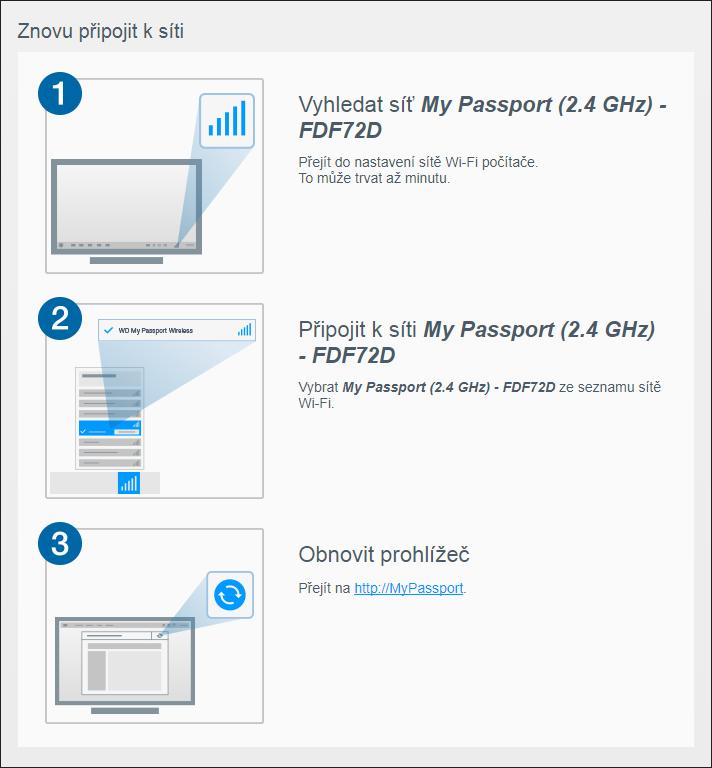 Resetování disku a hesla Výstraha: Přerušení procesu obnovení nastavení z výroby může disk My Passport Wireless Pro nebo My Passport Wireless SSD poškodit.