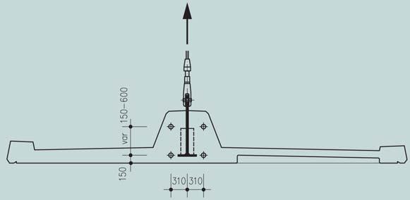 12 Vodorovné nadvýšení pylonu Fig. 12 Pylon s horizontal camber Obr. 13 Krajní opěra Fig.