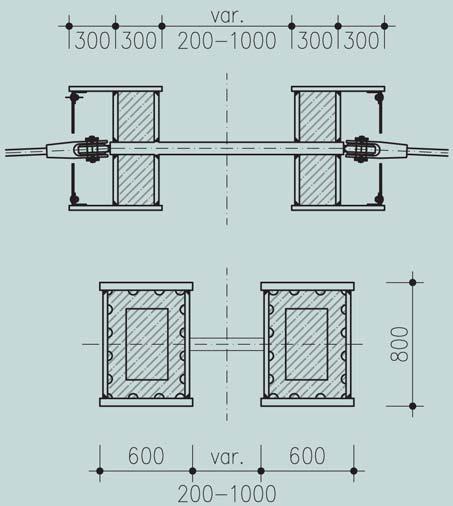 Zavěšení mostovky na ocelobetonový pylon je realizováno sedmnácti symetrickými páry lanových závěsů.