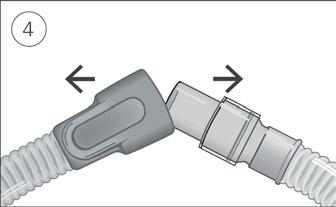 Uchopte manžetu vzduchové trubice a jemně ji vytáhněte z přístroje. 4. Současně držte manžetu vzduchové trubice a otočný díl masky a lehce je oddělte od sebe.