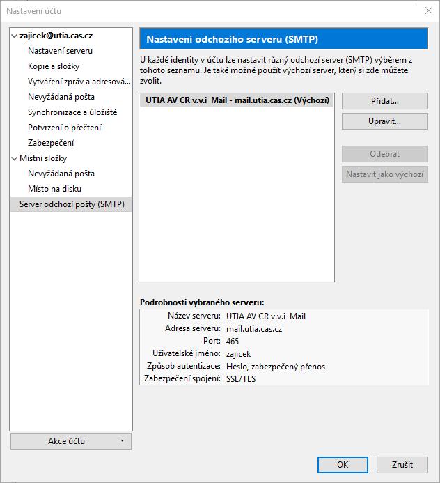 Po dokončení tohoto nastavení je Thunderbird připraven přijímat a odesílat