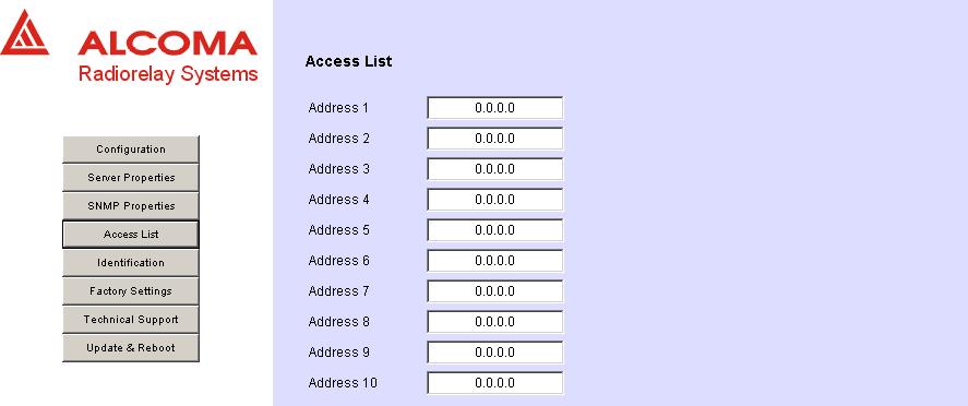 Obrázek 81 Okno SNMP Properties Obrázek 82 zobrazuje okno, které se objeví po kliknutí myší na tlačítku Access List.