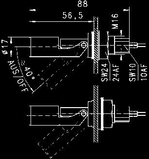 hystereze: 20 mm Hmotnost: 440 g Materiál pouzdra: mosaz nebo nerezová ocel (AISI-316) Materiál plováku: nerezová ocel (AISI-316) Mikrospínač: 1x nebo 2x přepínač