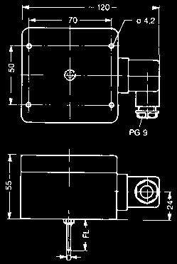 mm, D = 6 mm provedení 3 prostorové nebo venkovní pro přímou nástěnnou montáž standardní provedení: FL = 50 mm, D = 3 mm Možné senzory: - odporové: Pt100 třída B (vyšší třídy přesnosti viz strana