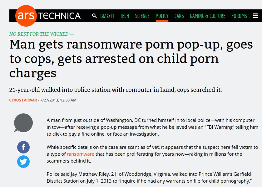 Policejní virus pomáhá! arstechnica.