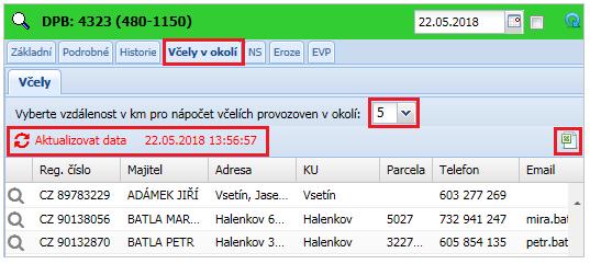 Na záložce Historie lze pomocí zatržení checboxu Zobrazit pouze vybrané a checboxu u konkrétního jednoho nebo i více DPB zobrazit v mapě pouze zvolené historické zákresy.