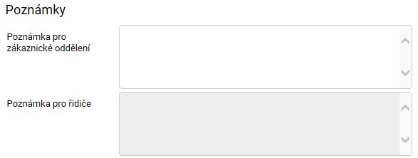 V poznámce pro zákaznické oddělení nám můžete poslat jakýkoliv komentář k objednávce. Poznámka pro řidiče zobrazuje text, který tiskneme řidičům na doklady ke zboží, které Vám poveze.