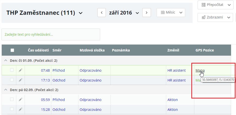 Zobrazení GPS polohy zařízení Varianta 1 1.