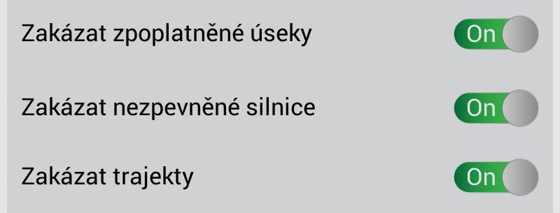 Trasu můžete plánovat mezi 2 body na mapě po silnicích, stejně jako spojit je přímkou. V této sekci nabídky nastavení zvolte, prosím, možnost, kterou potřebujete.