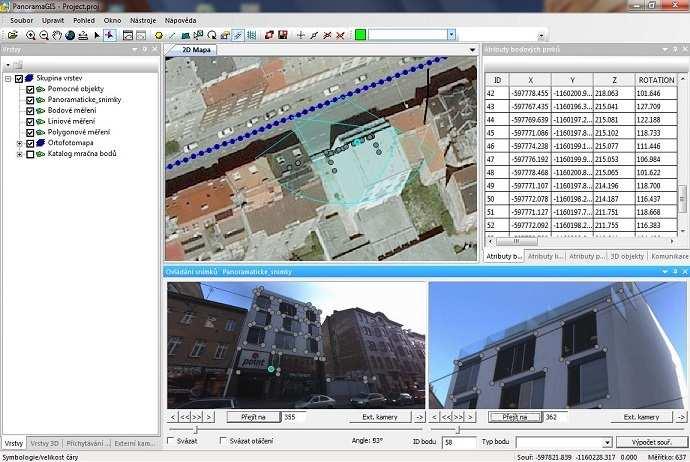 Obr. 4.1.2. Pracovní prostředí aplikace PanoramaGIS při práci s projektem. [16] Přehledové okno umožňuje globální náhled všech vrstev, slouží k rychlé orientaci a pohybu v projektu.