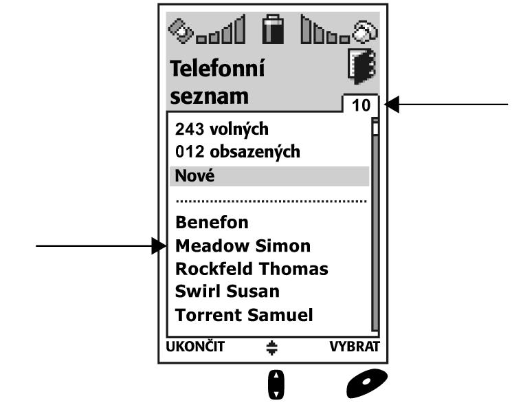 Tento zpûsob pouïijete zfiejmû v pfiípadû, Ïe je Vá telefonní seznam pomûrnû krátk nebo v pfiípadû, Ïe chcete pfiidat (uloïit) nové telefonní ãíslo do telefonního seznamu.