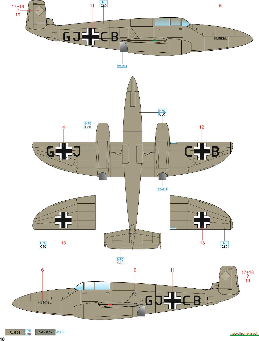 B He 280 V3, GJ+B, červenec 1942 Den 5. července 1942 poprvé vzlétl třetí prototyp He 280 V3 vybavený motory HeS 8a. Dne 8.