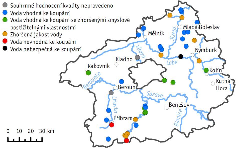 V rámci monitoringu koupacích vod bylo ve Středočeském kraji v koupací sezoně 2014 sledováno 38 lokalit.