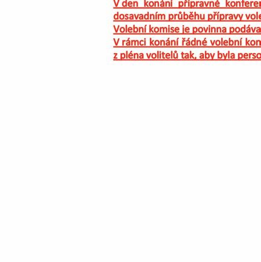 dle čl. VI. volebního řádu) i faktické (dle čl. III odst. 2 a dle čl. VI. volebního řádu) podmínky pro to, aby se stal kandidátem.