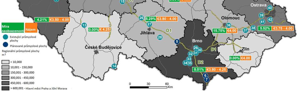 Nejvýraznější pokles míry neobsazenosti byl zaznamenán v Olomouckém kraji (-5 p. b) 