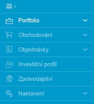 2. Úvodní obrazovka a ovládací prvky Úvodní obrazovka Jako úvodní obrazovka aplikace ČSOB Investice se zobrazí detail portfolia v řádkovém uspořádání.