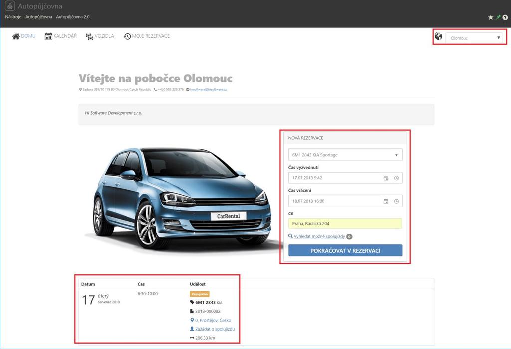 2.1 Nová žádost o rezervaci vozidla O vozidlo může požádat uživatel s rolí ZÁKAZNÍK AUTOPŮJČOVNY.