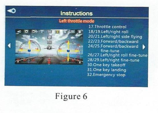 Gyro calibrate- nastavení barometru 360 roll- otočka o 360 stupňů Follow finger- funkce následování Voice control- ovládání hlasem Throttle control-