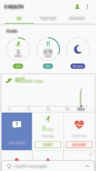 Aplikace Používání aplikace S Health Zde můžete zobrazovat hlavní informace z menu a nástrojů pro sledování aplikace S Health a sledovat tak své zdraví a formu.