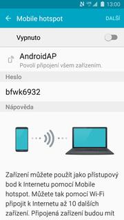 hotspot a sdílení internetu.