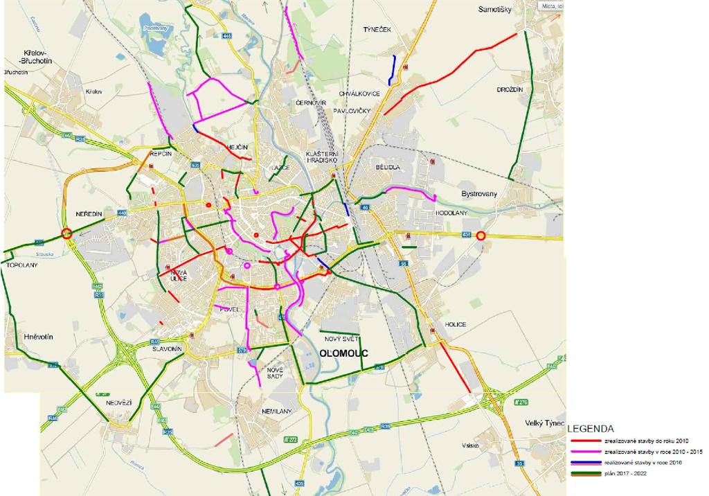 Obr. č. 36: Realizované stavby v rámci sítě cyklistických komunikací Zdroj: Regionální agentura pro rozvoj Střední Moravy, http://www.cyklomesta.cz/cms_soubory/mesta/87.