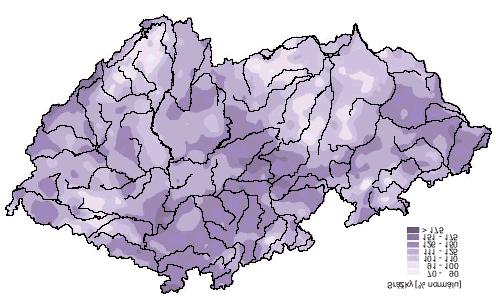 strana 109 z 217 Obr. 53: Roční úhrny srážek na území ČR v roce 2001 (mm) Zdroj: ČHMÚ Obr.