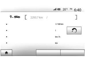 DRIVING ECO² / INFORMACE O POHONU 4 4 18 Driving eco2 1 ZPRÁVA O CESTĚ Můžete zobrazit údaje uložené během poslední cesty: Info pro 4x4 Průměrná spotřeba Celková spotřeba Průměrná rychlost Vzdálenost