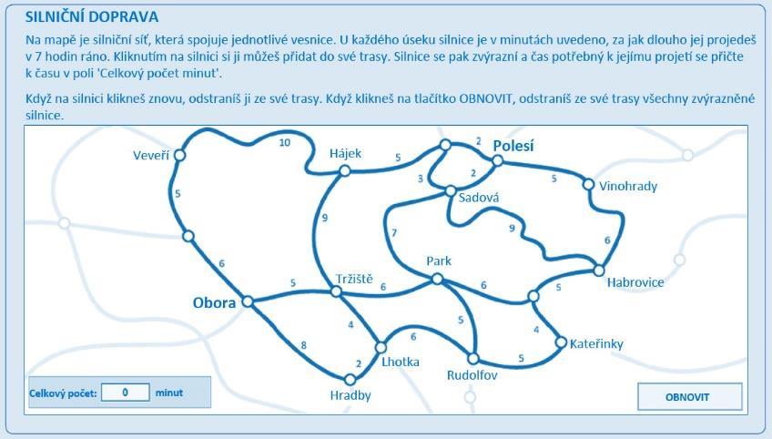 k dispozici. V tomto úkolu si žák musí uvědomit, že nemůže provést svůj původní plán, tudíž ho musí přizpůsobit a zakoupit jízdenku na metro za plnou cenu. Vzorová úloha 4: SILNIČNÍ DOPRAVA Obrázek V.