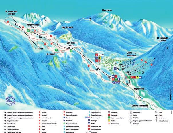 ČR 36 35 ITÁLIE Forni di Sopra Forni di Sopra Brno: Forni di Sopra Praha: 615 km 698 km i středisku TECHNICKÉ PARAMETRY STŘEDISKA FORNI DI SOPRA Umělé zasněžování 100 % lyžařských tratí Celková délka