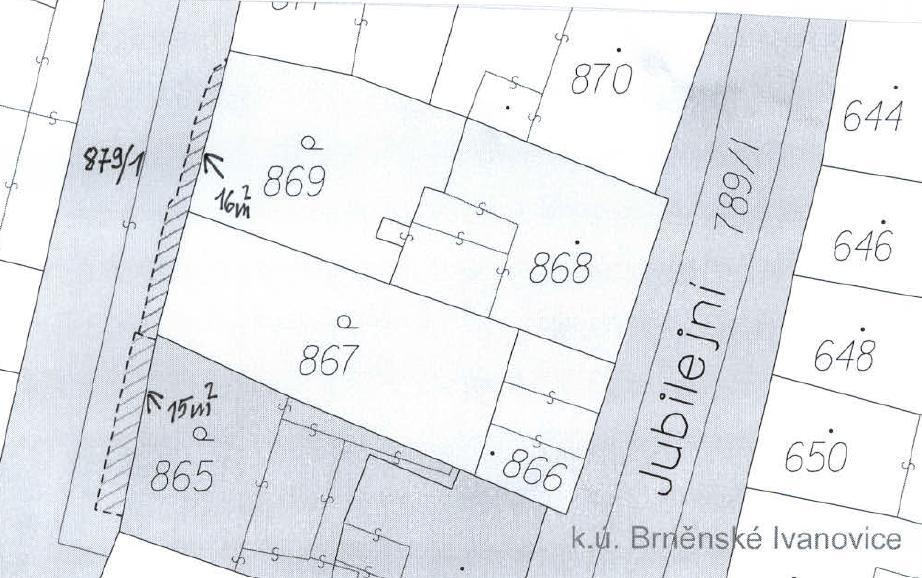 11. pronájem části pozemku p. č. 879/1 o výměře 19 m² v k. ú. Brněnské Ivanovice, propachtování dvou částí pozemku p. č. 879/1 o celkové výměře 31 m² (16 m + 15 m²) v k. ú. Brněnské Ivanovice 12.