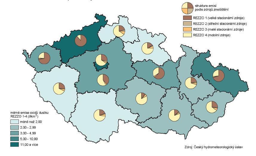 Emise CO2 ČSÚ 2010: Vybrané oblasti UR v krajích ČR ČSÚ