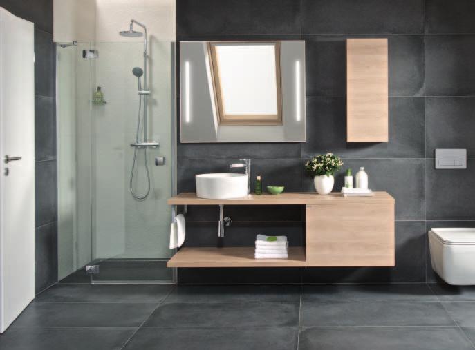 Koupelnová série Cubito Pure Jednoduchý a čistý design bezrámových sprchových dveří Jika Pure podtrhne elegantní