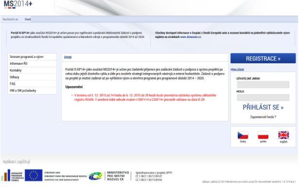 7) IS KP14+ Webová aplikace pro žadatele o podporu z Evropských