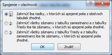 Typy relácií: 1:1 One to one 1:N One to many Postup pri vytvorení vzťahov Pre prepojené tabuľky platí, že jednému záznamu z prvej tabuľky zodpovedá najviac jeden záznam z druhej tabuľky.