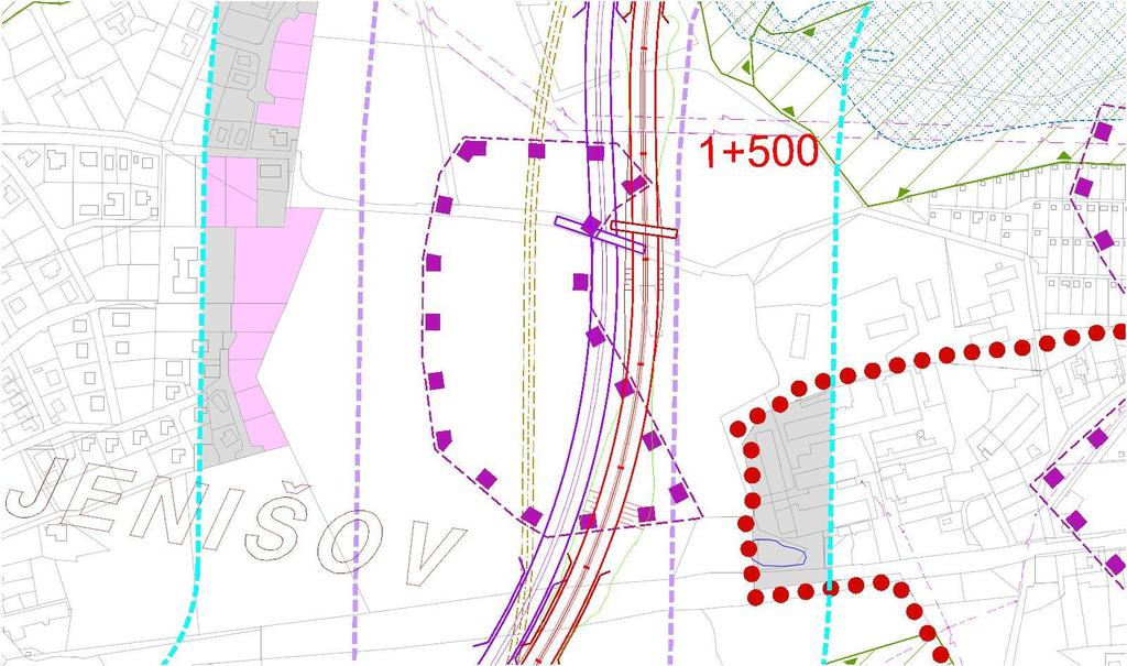 Do navržené trasy obchvatu zasahuje pouze blok č.1 (bloky 2,3 se nacházejí východně). Na ložisku nebylo doposud vyhlášeno Chráněné ložiskové území (dále jen CHLÚ) ani Dobývací prostor (dále jen DP).