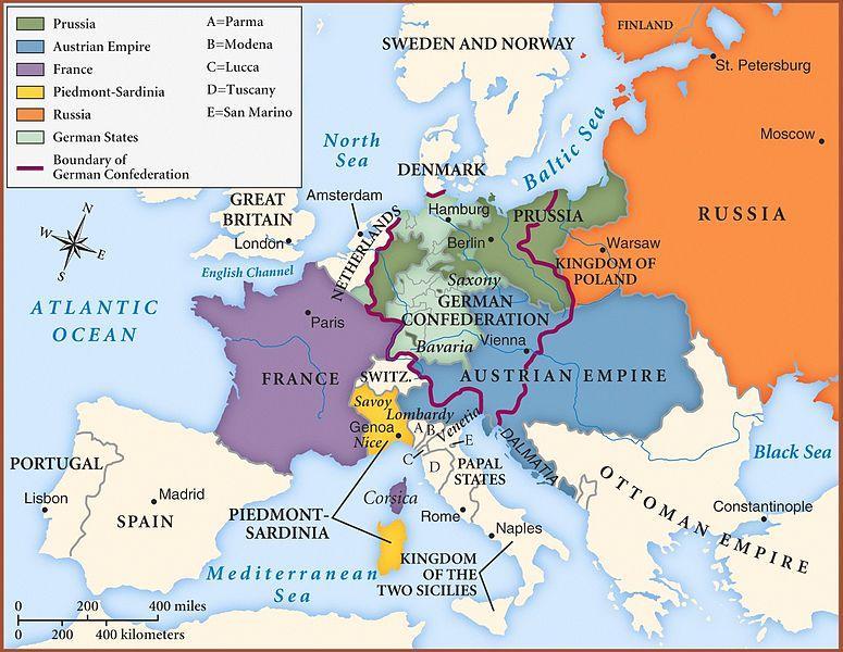 Evropa po vídeňském kongresu: Na návrh ruského cara Alexandra I. bylo ve Vídni přijato prohlášení, nazvané Svatá aliance, k němuž vedle rakouského císaře Františka I.