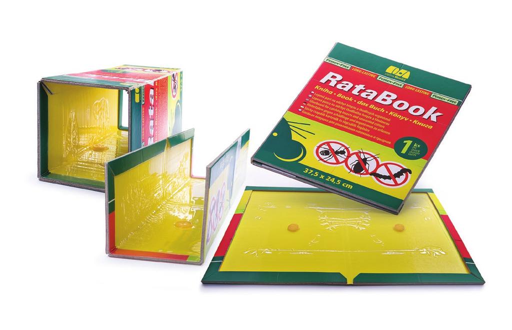 RataBook - lapač-kniha na lezoucí hmyz Mimořádně účinná lepová past ve tvaru knihy na odchyt lezoucího hmyzu a škodlivých organizmů.