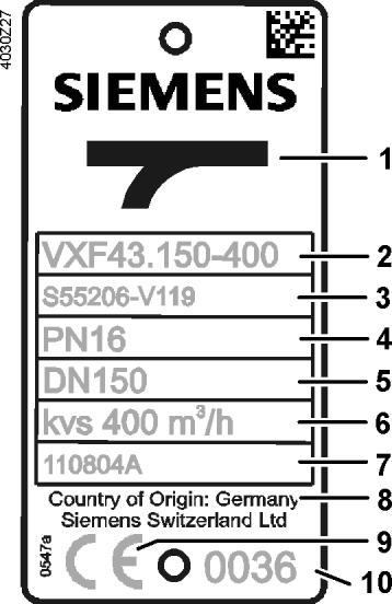 2.1.3 Typový štítek 2-cestné ventily 2-cestné ventily VVF43..K VVF53.